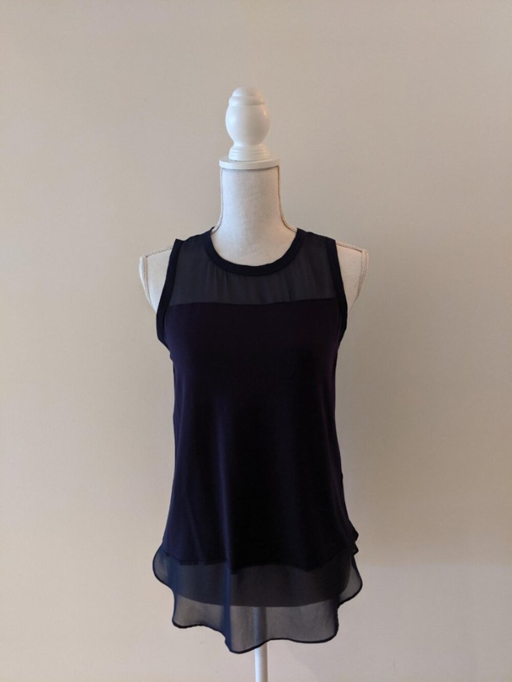 NWT Vince Camuto PETITE Crew Neck Mesh Tank - Navy Blue | FREE SHIPPING